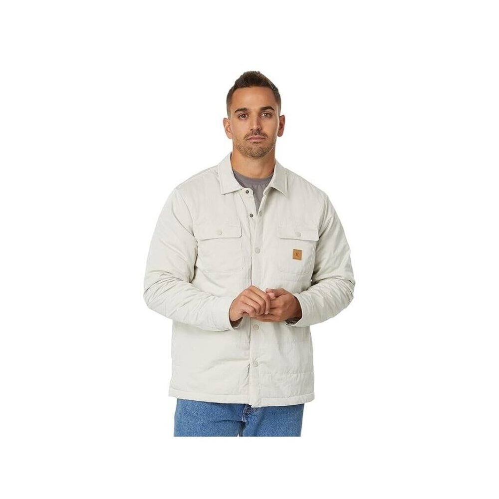 Hurley Men's Santa Cruz Quilted Lined Long Sleeve, XXL, Bone